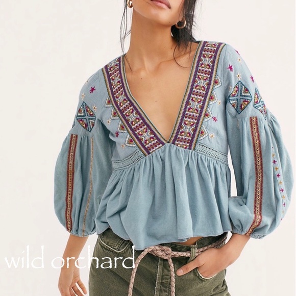 Free People Aria Boho Embroidered Crochet Top - Picture 5 of 9